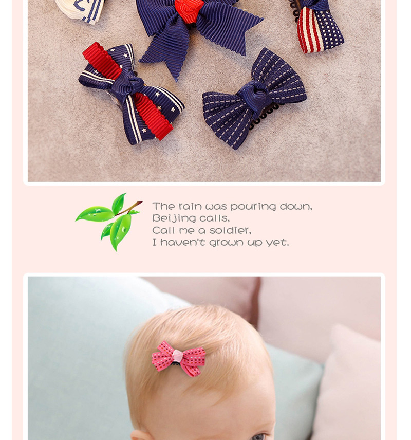 Lovely Red Star Shape Decorated Bowknot Hair Clip(6pcs),Kids Accessories