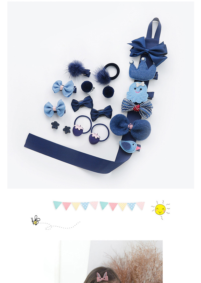 Fashion Blue Bowknot Shape Decorated Hair Clip(18pcs),Kids Accessories