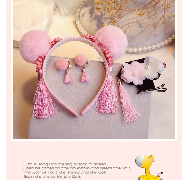 Fashion Pink Tassel Decorated Pom Hair Clip (4 Pcs ),Hairpins
