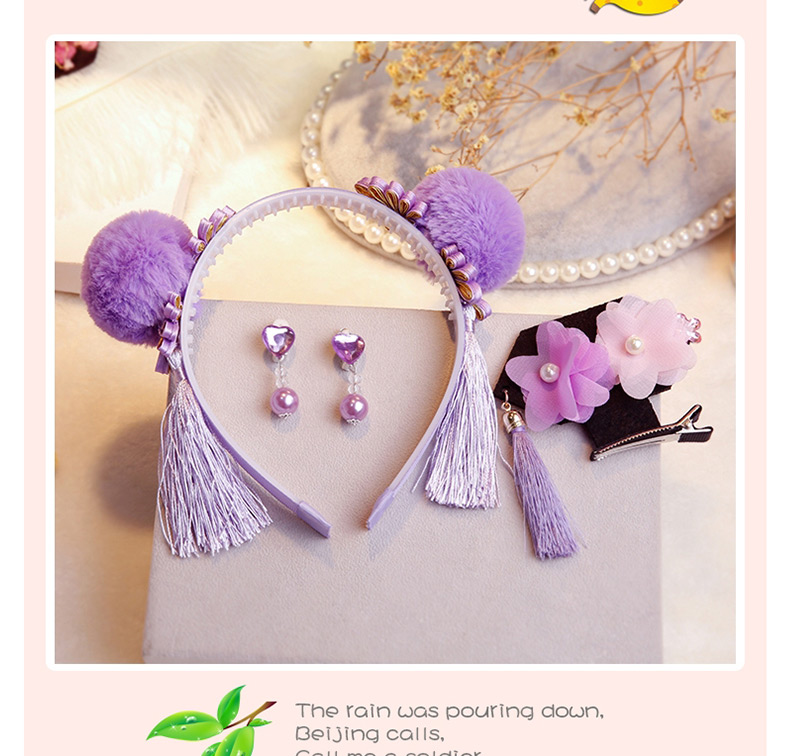 Fashion Purple Tassel Decorated Pom Hair Clip (4 Pcs ),Hairpins