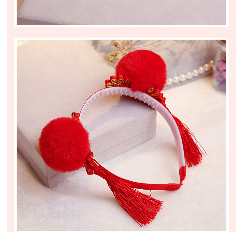Fashion Red Tassel Decorated Pom Hair Clip (4 Pcs ),Hairpins