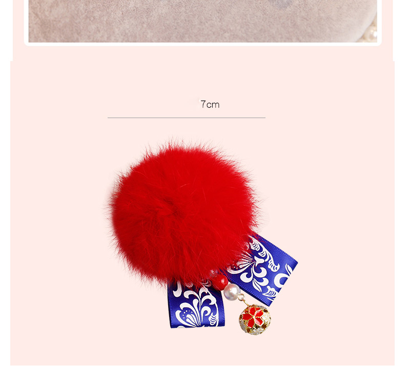 Fashion Plum Red Fuzzy Ball Decorated Pom Hair Clip,Hairpins