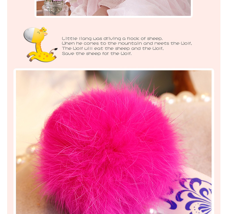 Fashion Pink Fuzzy Ball Decorated Pom Hair Clip,Hairpins