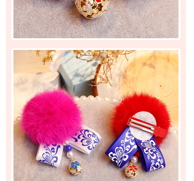 Fashion Pink Fuzzy Ball Decorated Pom Hair Clip,Hairpins