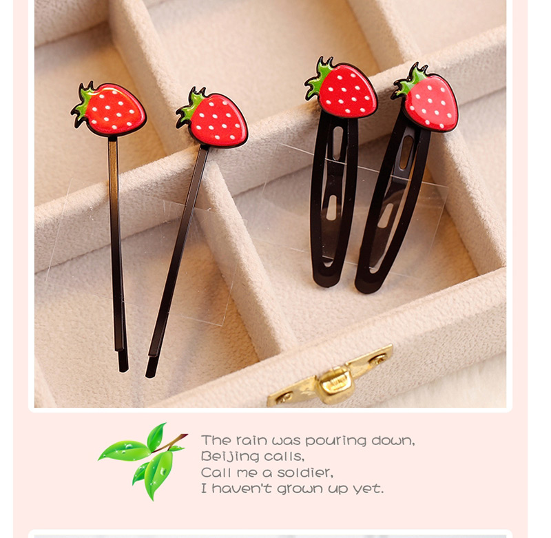 Lovely Red Cartoon Strawberry Decorated Hair Clip(1pair),Hairpins
