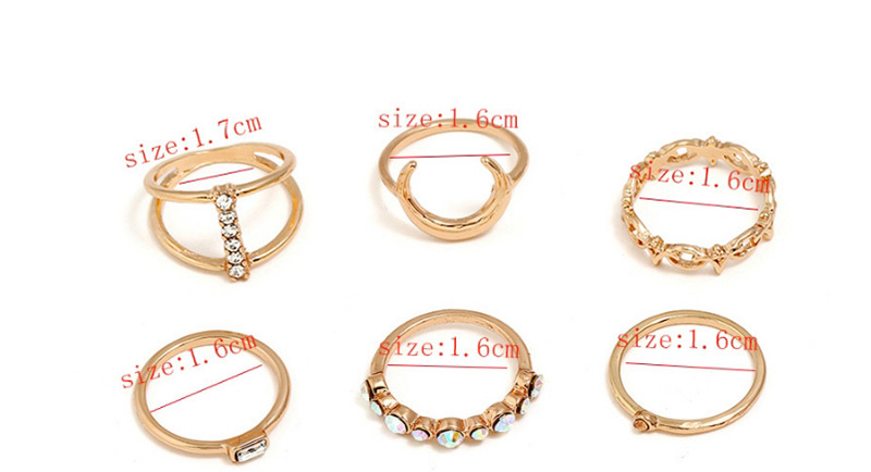 Fashion Gold Color Diamond Decorated Heart Shape Design Ring(8pcs),Fashion Rings