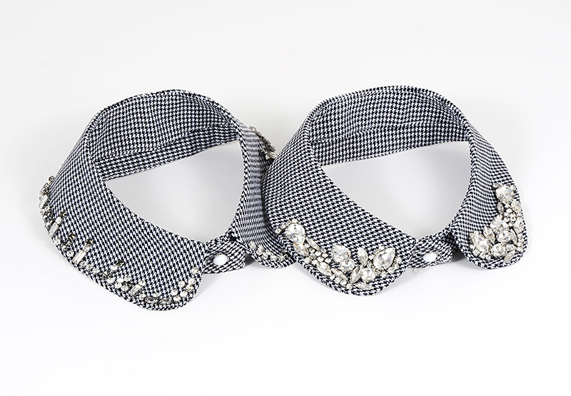Fashion White+black Round Shape Diamond Decorated Fake Collar,Thin Scaves