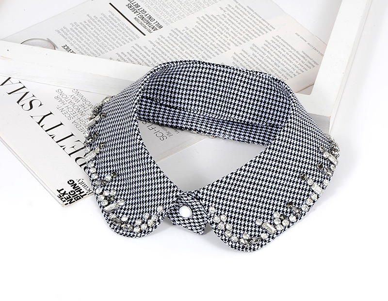 Fashion White+black Oval Shape Diamond Decorated Fake Collar,Thin Scaves