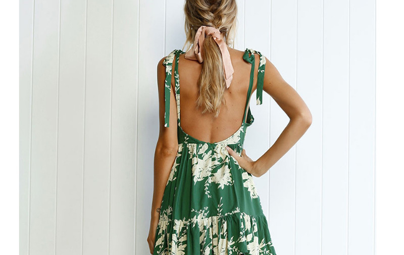 Bohemia Green Leaf Shape Decorated Dress,Long Dress