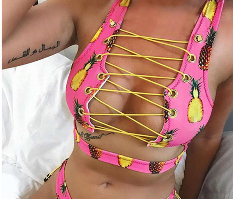 Sexy Yellow Strawberry Shape Decorated Swimwear,Bikini Sets