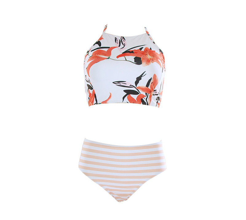 Lovely Light Pink+blue Orange Pattern Decorated Swimwear,Bikini Sets