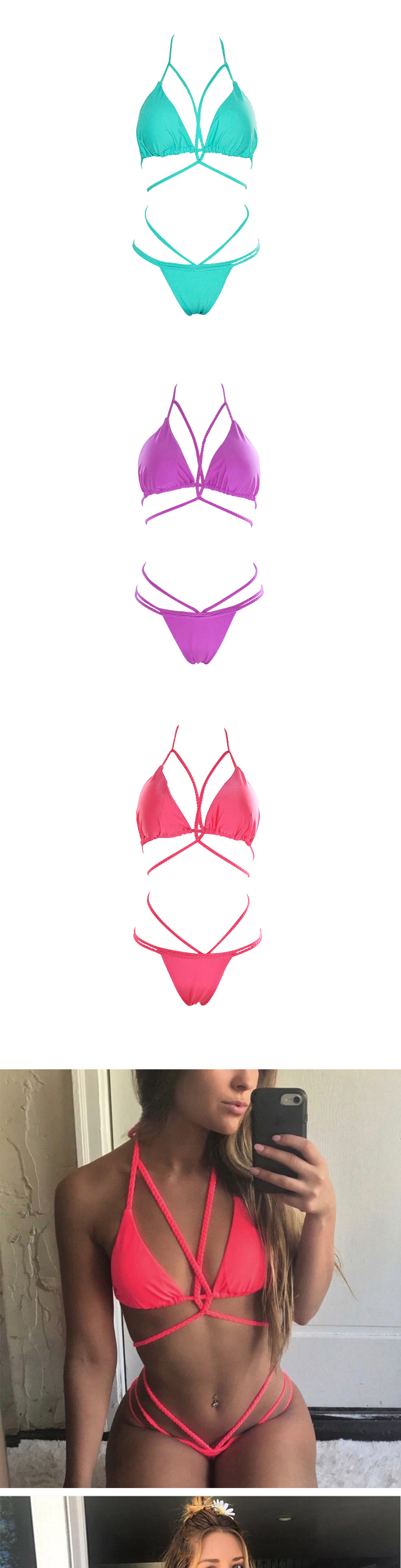 Sexy Purple Lacing Decorated Swimwear,Bikini Sets