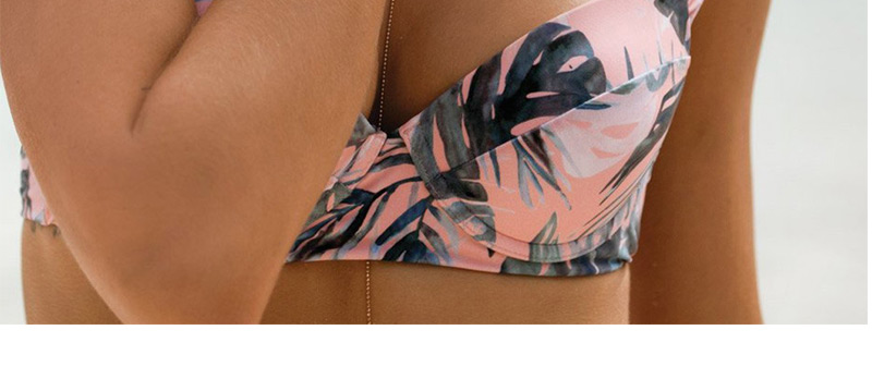 Elegant Pink Leaf Shape Decorated Swimwear,Bikini Sets