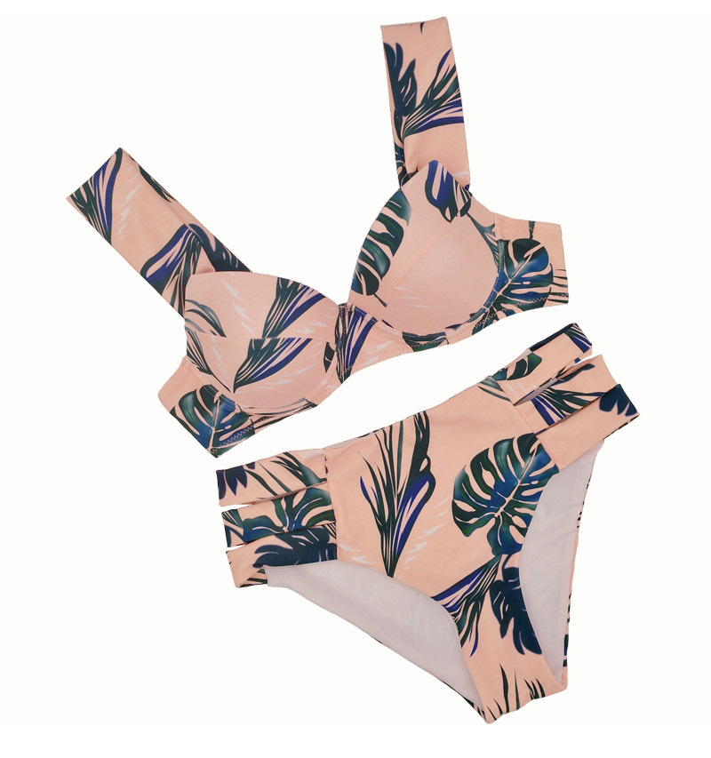 Elegant Pink Leaf Shape Decorated Swimwear,Bikini Sets