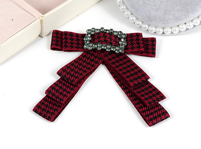 Fashion Red+olive Green Square Shape Decorated Bowknot Brooch,Korean Brooches