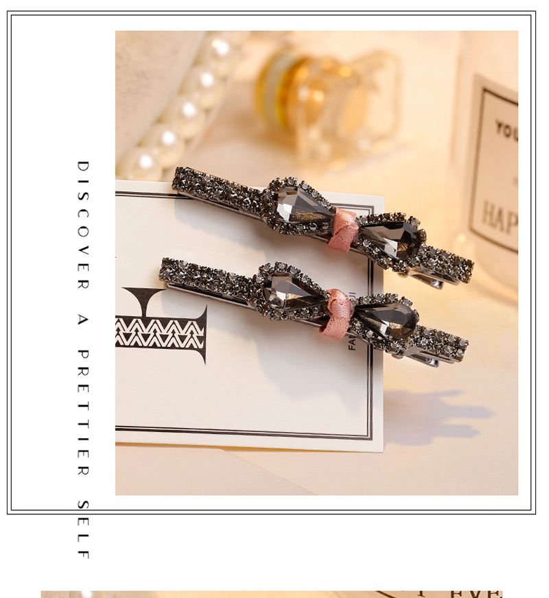 Lovely Black Diamond Decorated Bowknot Shape Hair Clip(2pcs),Hairpins