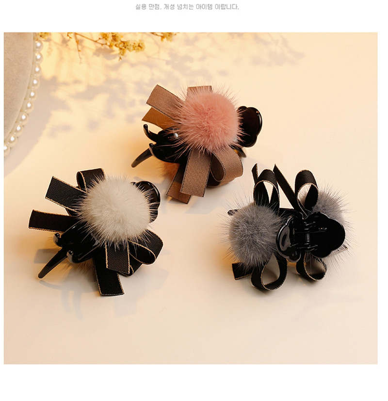 Fashion Black Fuzzy Ball Decorated Pom Hair Clip,Hair Claws