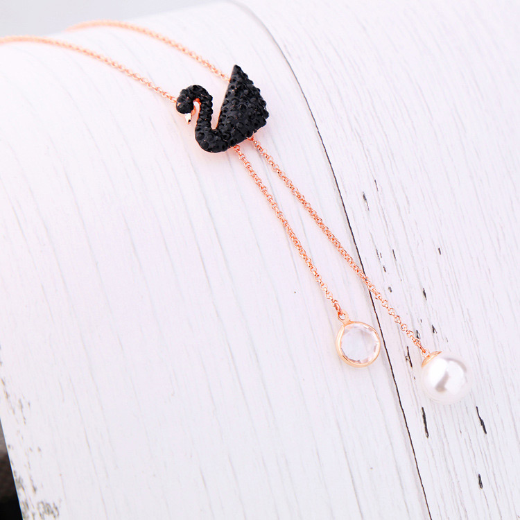 Fashion Gold Color+black Swan Shape Decorated Necklace,Multi Strand Necklaces