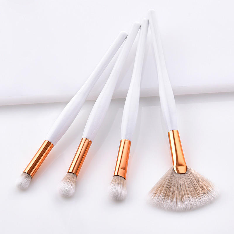Fashion White Sector Shape Decorated Makeup Brush ( 4 Pcs),Beauty tools