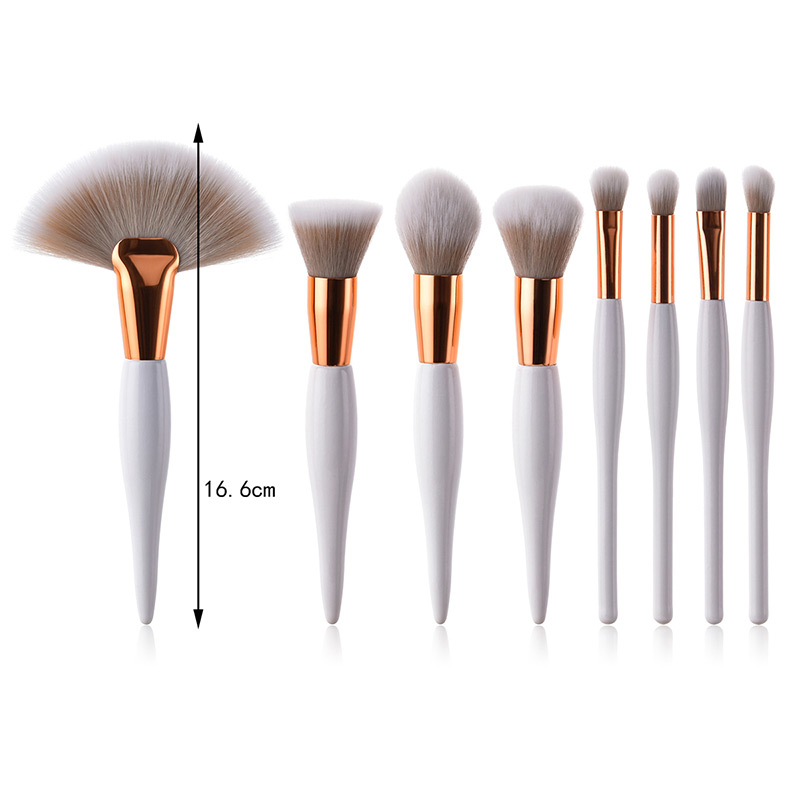 Fashion White Sector Shape Decorated Makeup Brush ( 8 Pcs),Beauty tools