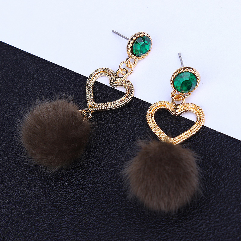 Fashion Green Pom Ball Decorated Earrings,Drop Earrings