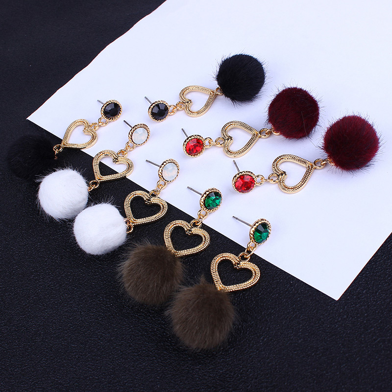 Fashion Red Pom Ball Decorated Earrings,Drop Earrings