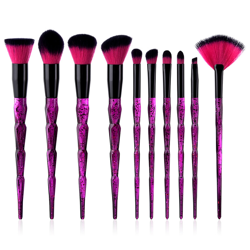 Fashion Purple Fan Shape Decorated Makeup Brushes (10pcs),Beauty tools