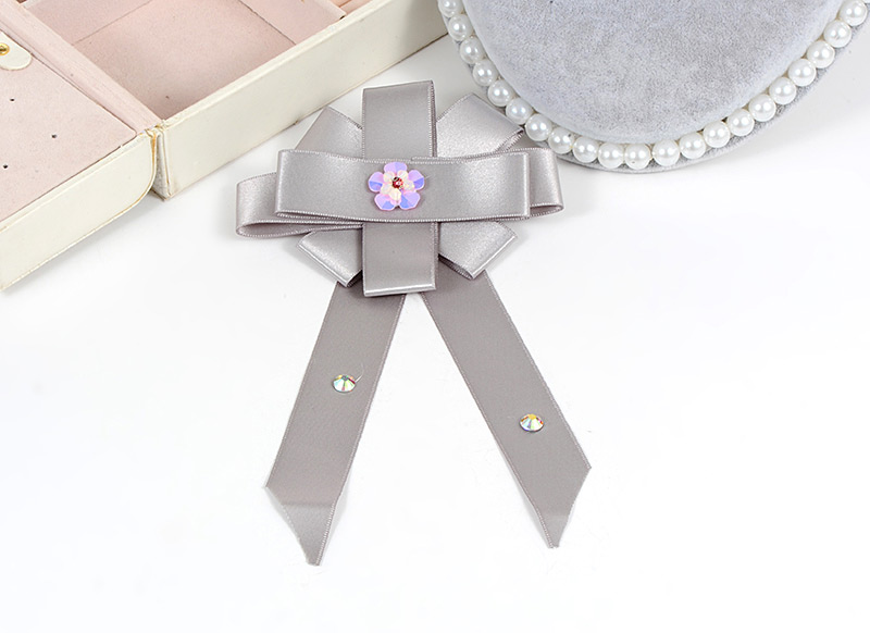 Fashion Gray Flower Shape Decorated Bowknot Brooch,Korean Brooches