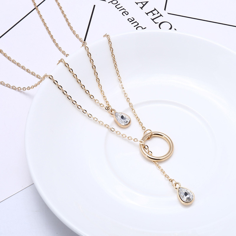 Fashion Gold Color Circular Ring Shape Decorated Necklace,Multi Strand Necklaces