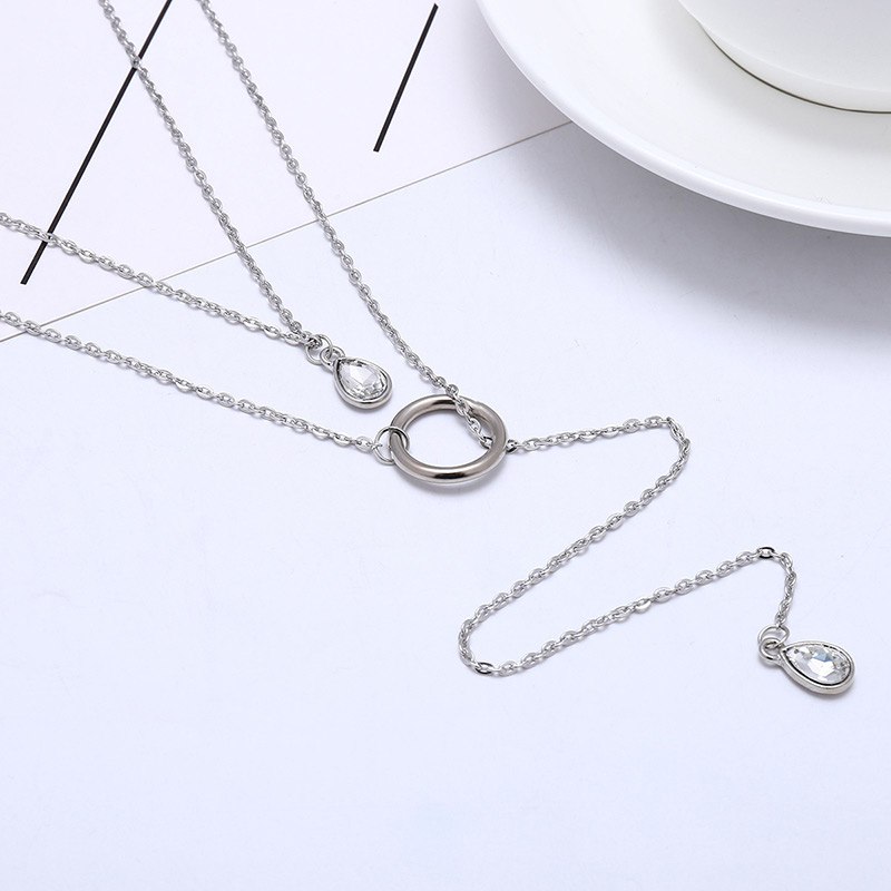 Fashion Silver Color Circular Ring Shape Decorated Necklace,Multi Strand Necklaces
