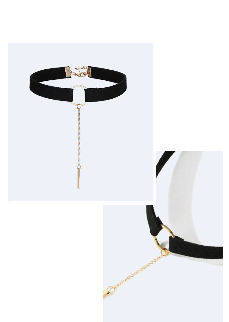 Fashion Gold Color+black Circular Ring Shape Decorated Choker,Multi Strand Necklaces