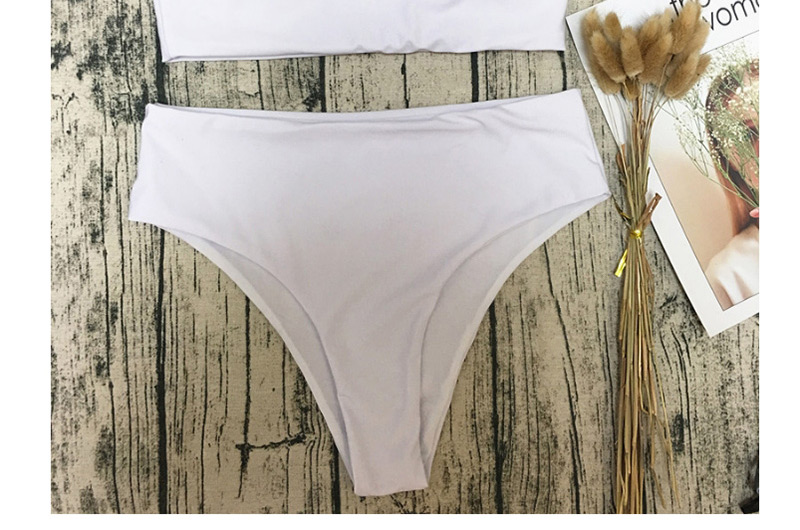 Fashion White Pure Color Decorated Swimwear,Bikini Sets