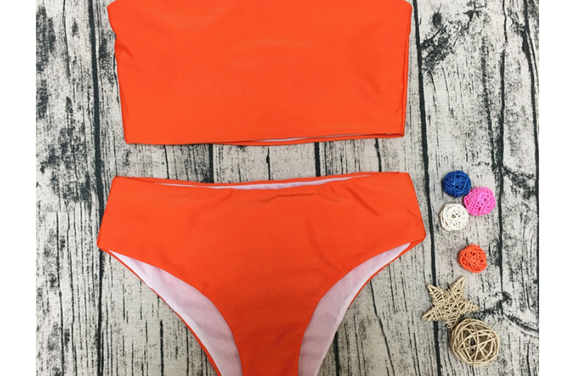 Fashion Orange Pure Color Decorated Swimwear,Bikini Sets