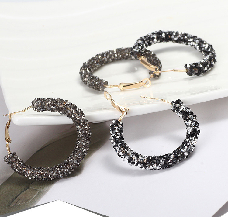 Trendy Gray Circular Ring Decorated Earrings,Hoop Earrings
