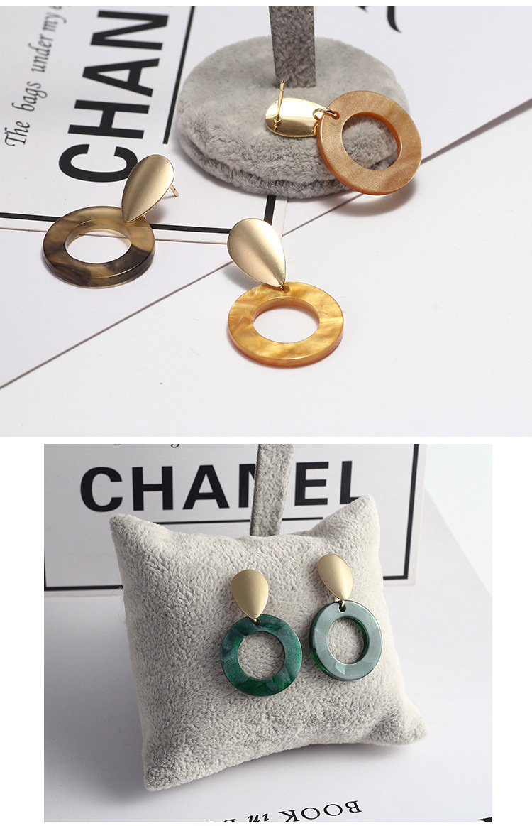 Trendy Champagne Circular Ring Decorated Earrings,Drop Earrings