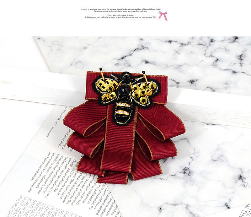 Fashion Red Bee Shape Decorated Bowknot Brooch,Korean Brooches