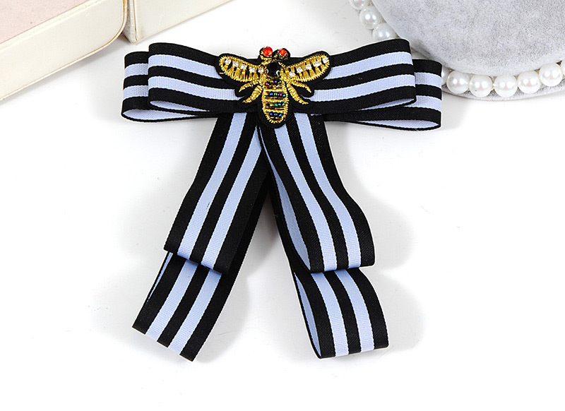 Fashion Black+white Bee Shape Decorated Bowknot Brooch,Korean Brooches