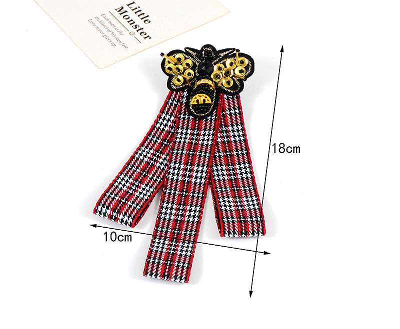 Fashion Red+white Bee Decorated Grid Design Brooch,Korean Brooches