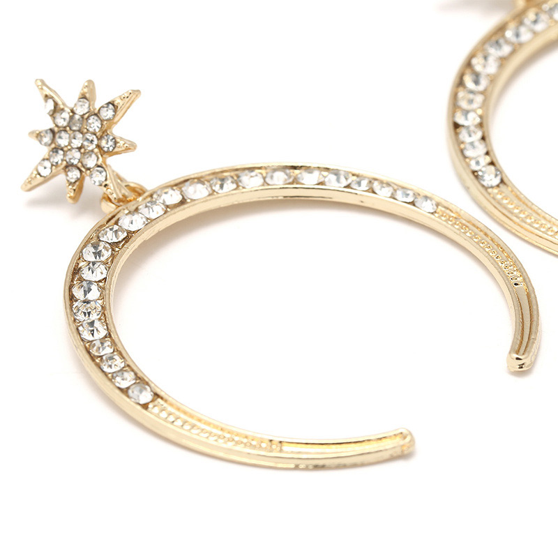 Fashion Gold Color Moon Shape Decorated Earrings,Drop Earrings