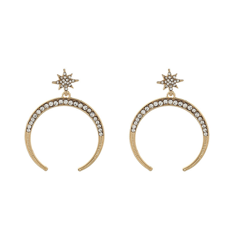 Fashion Gold Color Moon Shape Decorated Earrings,Drop Earrings
