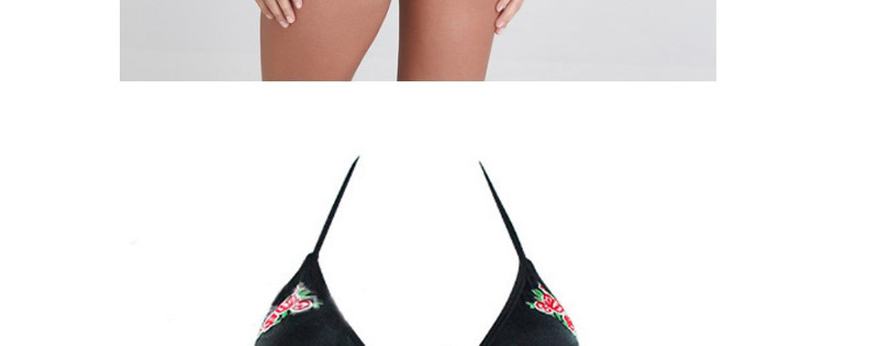 Bohemia Black Embroidery Flowers Decorated Swimwear,Bikini Sets