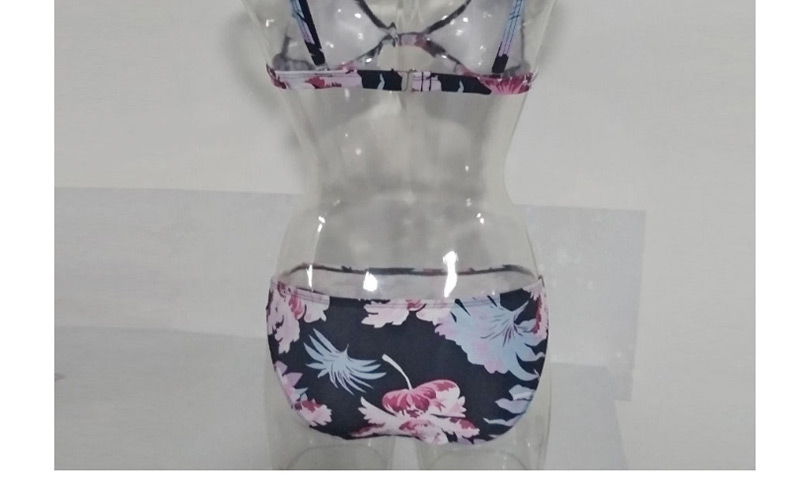 Lovely Pink+black Flower Shape Decorated Swimwear,Bikini Sets
