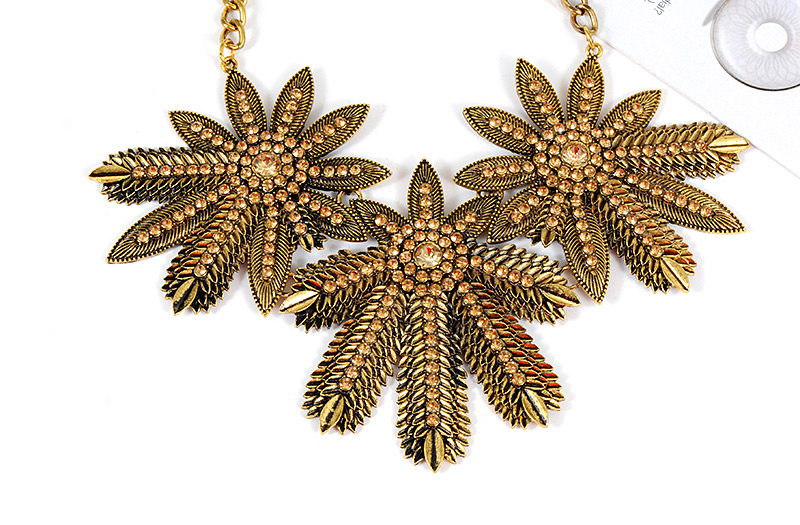 Fashion Gold Color Flowers Shape Decorated Necklace,Bib Necklaces