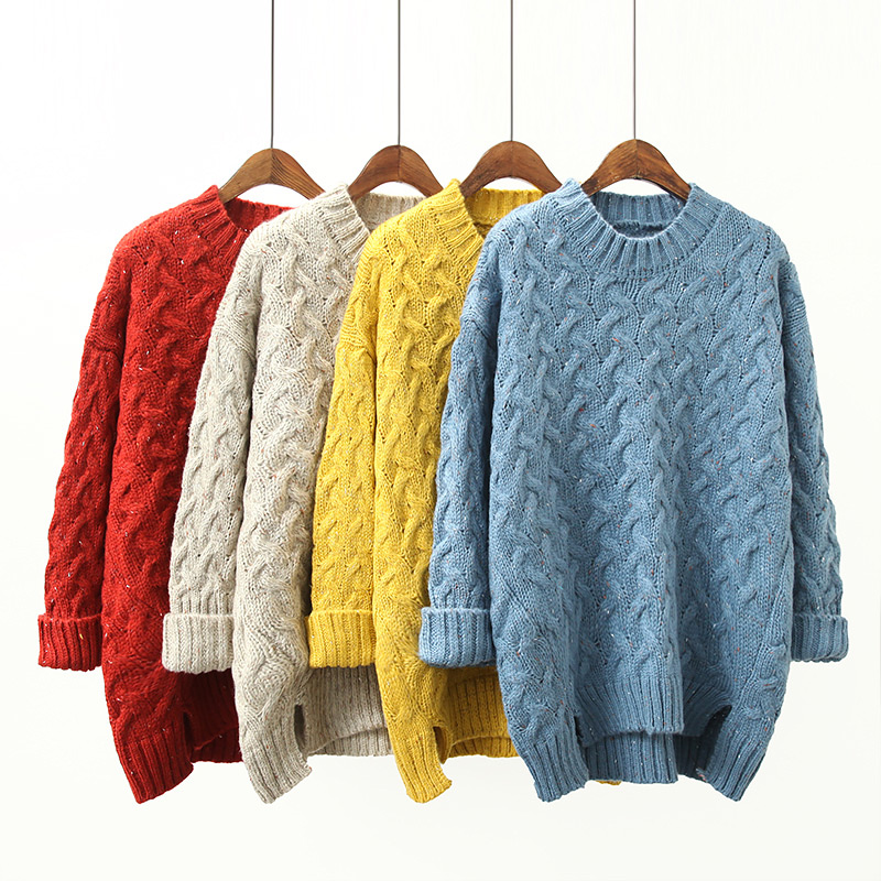 Fashion Red Round Neckline Design Pure Color Sweater,Sweater