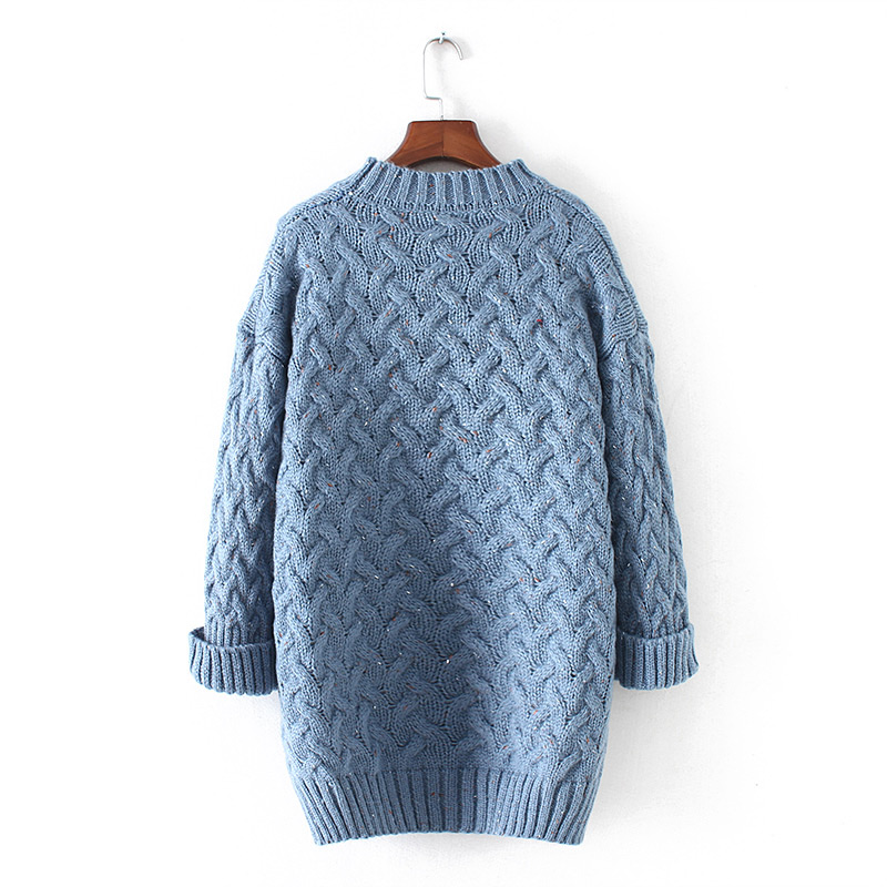 Fashion Apricot Round Neckline Design Pure Color Sweater,Sweater