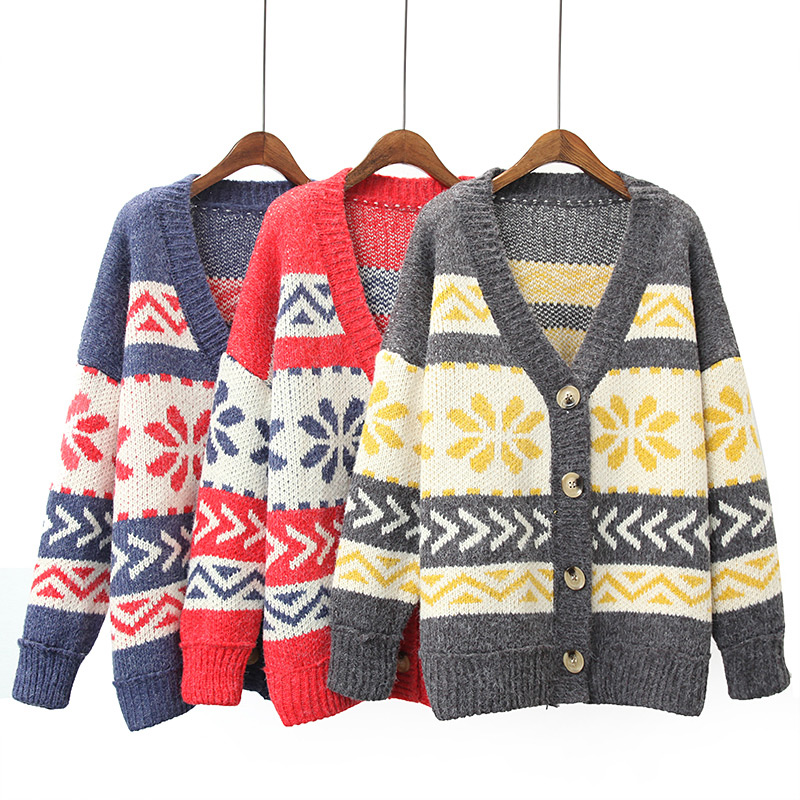 Fashion Red V Neckline Design Thicken Christmas Sweater,Sweater