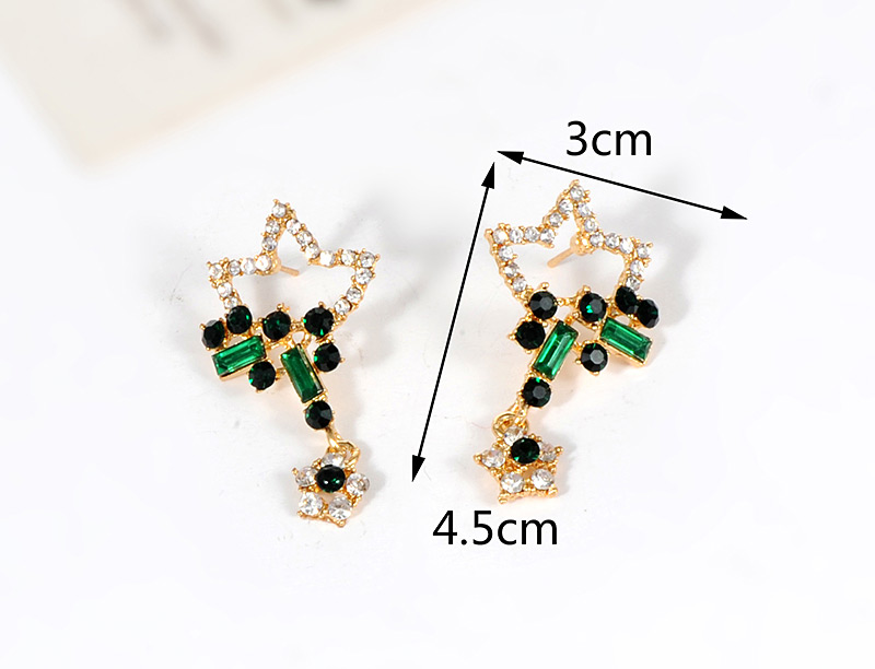 Elegant Green Star Shape Design Hollow Out Earrings,Drop Earrings