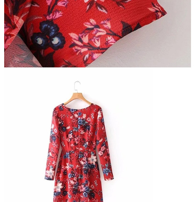 Fashion Red V Neckline Design Long Sleeves Dress,Mini & Short Dresses