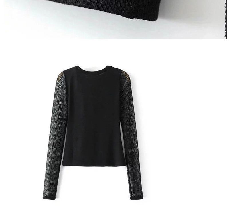 Fashion Black Pure Color Design Hollow Out Blouse,Sweater