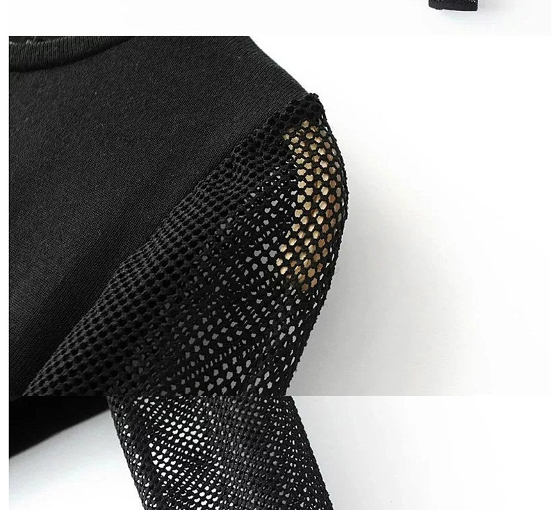 Fashion Black Pure Color Design Hollow Out Blouse,Sweater